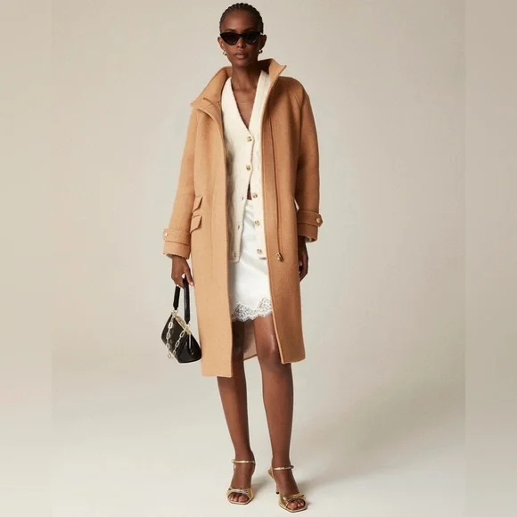 🆕 J.Crew Long Toscana Coat in NAVY Sz Petite 10 - Picture 3 of 15